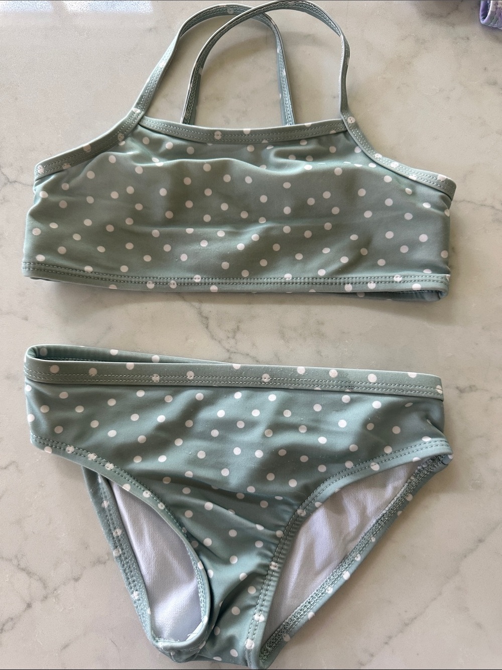 wonder nation Mint Green Polka Dot Girls Two-Piece Bikini